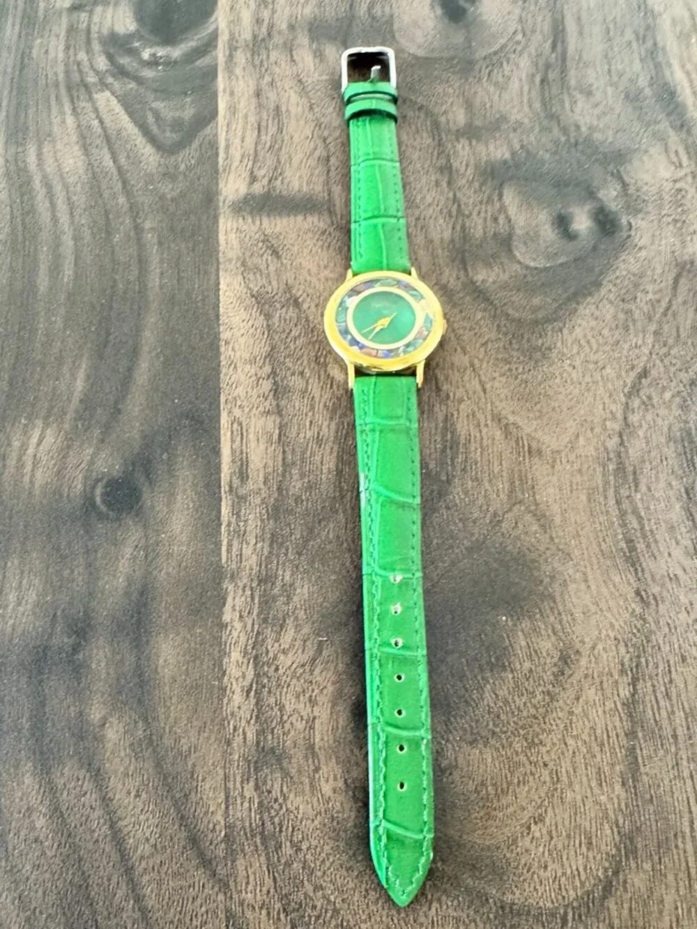 Dom Baiz Analog Quartz Watch | Green Genuine Leather Band | Decorative Stones